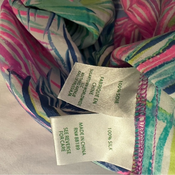 Lilly Pulitzer Palm Beach Silk Robe Multi Scarlet Macaw Size S/M (D10) - Picture 4 of 6